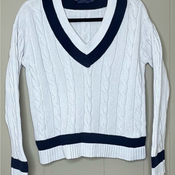 Polo Ralph Lauren Cable Knit Cricket Jumper 100% Cotton Womens Medium - Picture 13 of 13